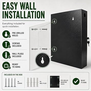 Lumberjack 100 Key Cabinet Metal Key Box Wall Mounted Lockable Storage Safe