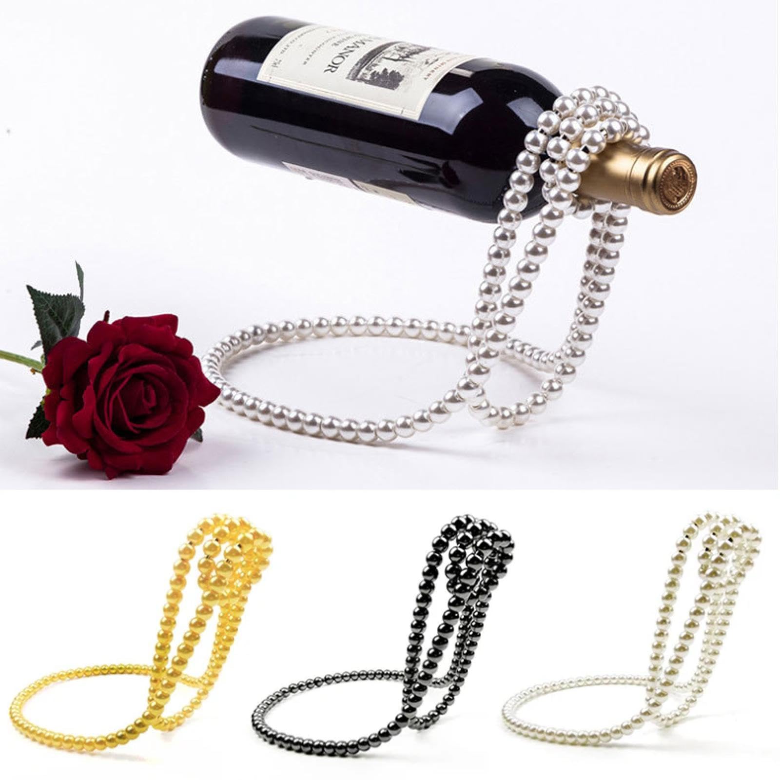OWKAY Porte-bouteilles flottant avec collier de perles - Décoration d'intérieur ou de bureau