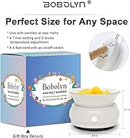 Vista 5 de Calentador de velas con temporizador – Calentador eléctrico de cerámica perfumada para derretir cera 4 en 1, quemador de velas 4 en 1, temporizador