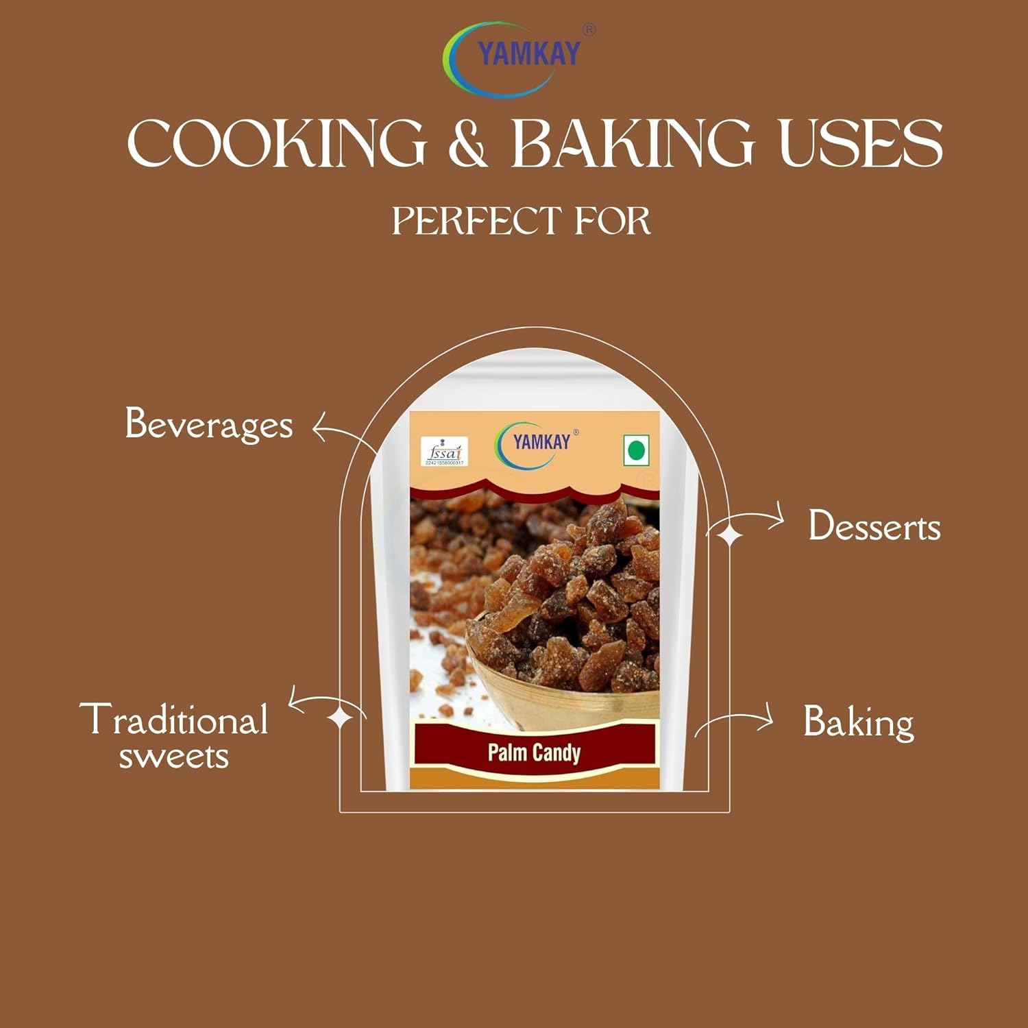 Yamkay Palm Candy Panakarkandu | Organic Karkandu | Authentic Indian | Pure Palm Sugar | Natural Sweetener for Cooking & Baking (300 GM, Palm Candy)