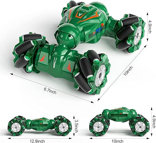 Miniatura 9 de Coche de acrobacias a control remoto, sensor de gestos, juguete de coche de acrobacias para niños de 6 7 8 9 10 11 12 años, 2.4GHz 4WD RC doble cara