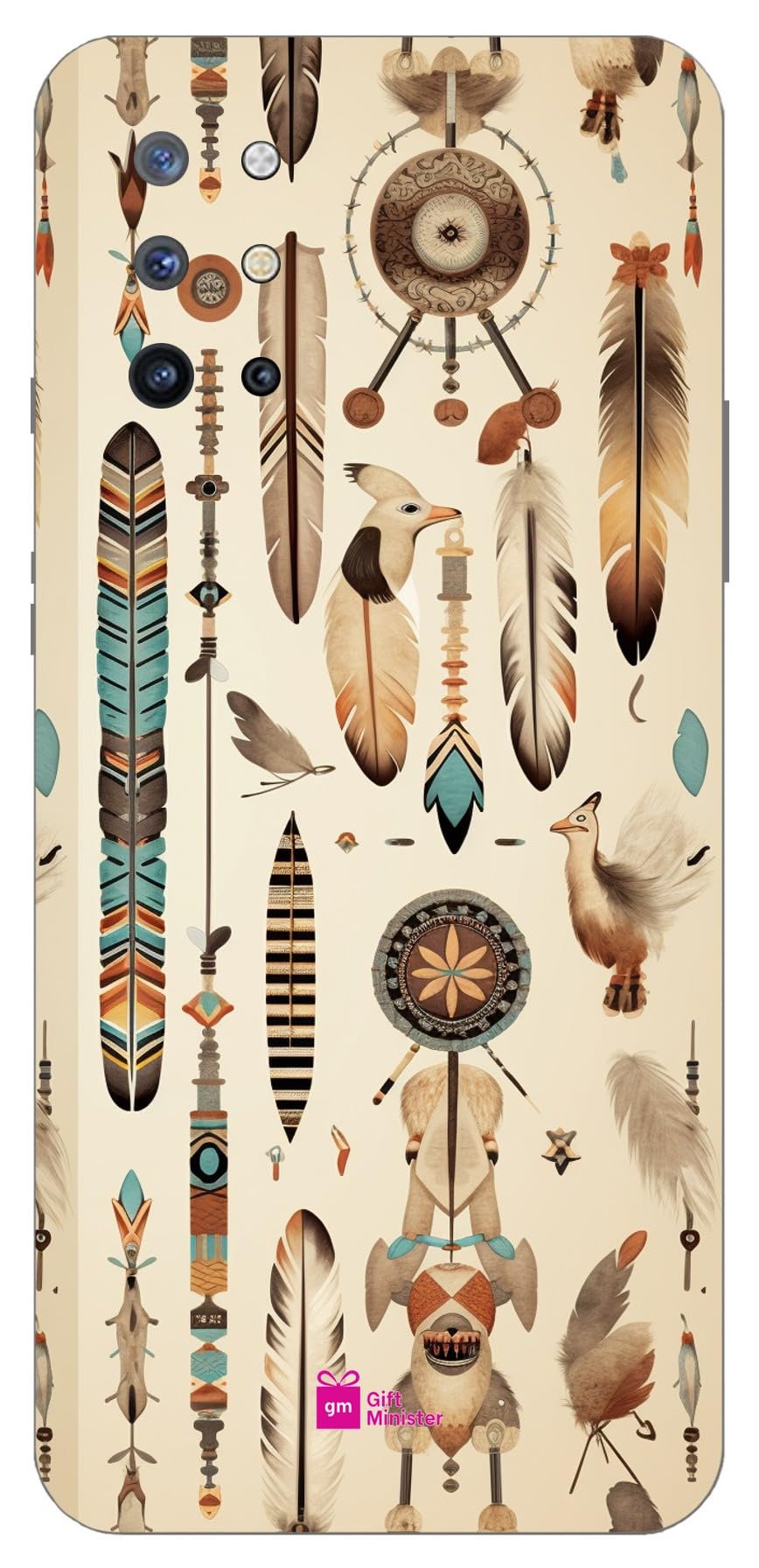 Gift MinisterSoft Designer Mobile Case for Oneplus 8Tback Cover Saddle Brown - Pattern Native American East Coast Integrating Peace Pipe Arrowheads Buffalo Eagles Shockproof Protective 1Pcs 1701F