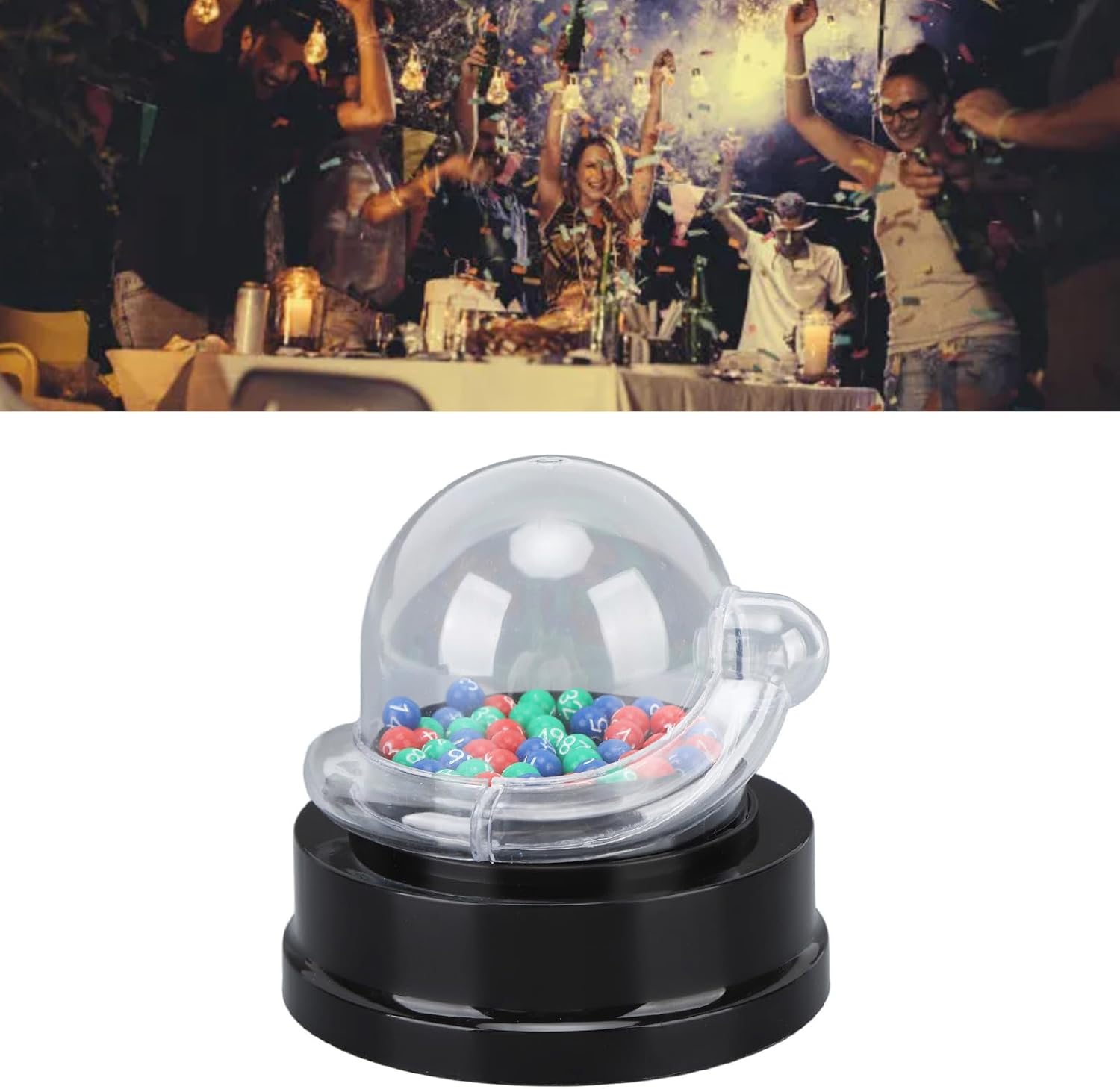 Electric Shake Lucky Ball Machine, Portable Lucky Slot Machine Transparent Case Fortunate Ball Bingo Equipment with Balls for Game Party image 5