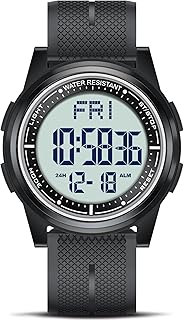 Digital Watch Waterproof with Stopwatch Alarm Countdown Dual Time, Ultra-Thin Super Wide-Angle Display Digital Wrist Watches for Men Women