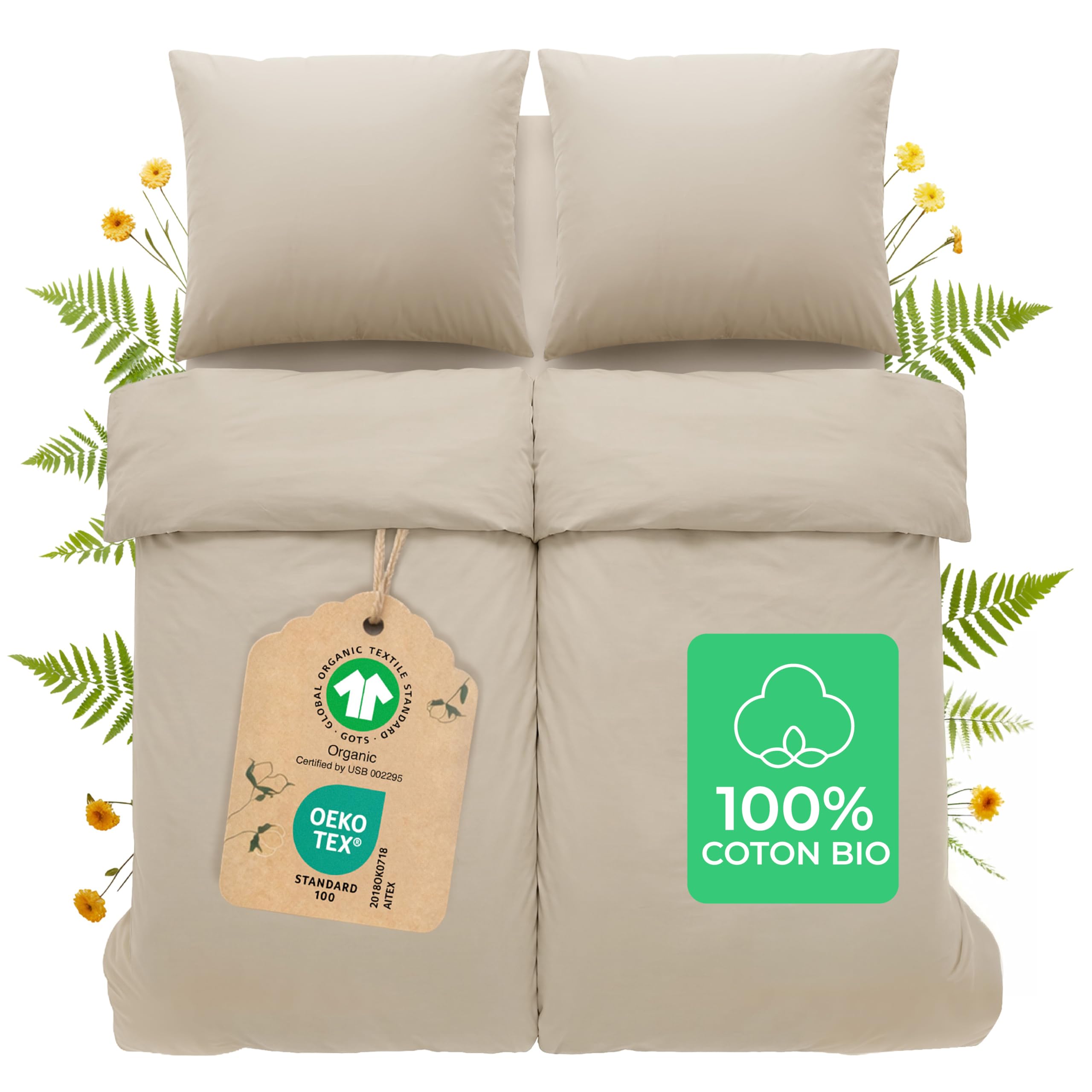 Housse de couette 135x200 cm Dreamzie en percale 180 TC bio