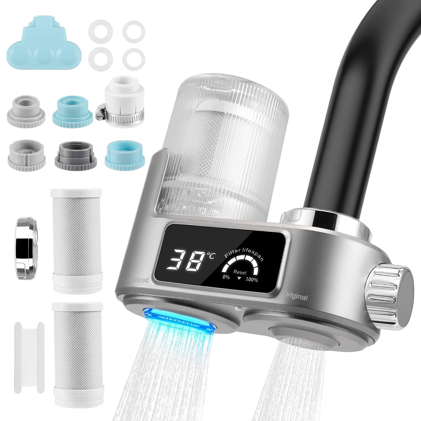 Filtre eau robinet avec affichage LED et purificateur d'eau à 8 couches