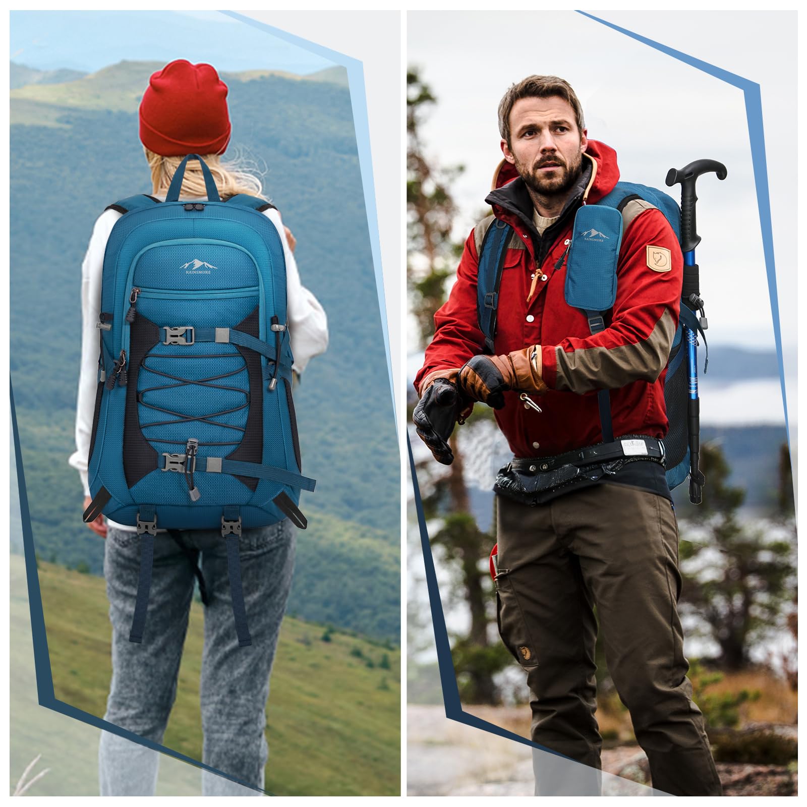 RAINSMORE Sac a Dos Randonnee 40L Pliable Ultraléger Sac à Dos