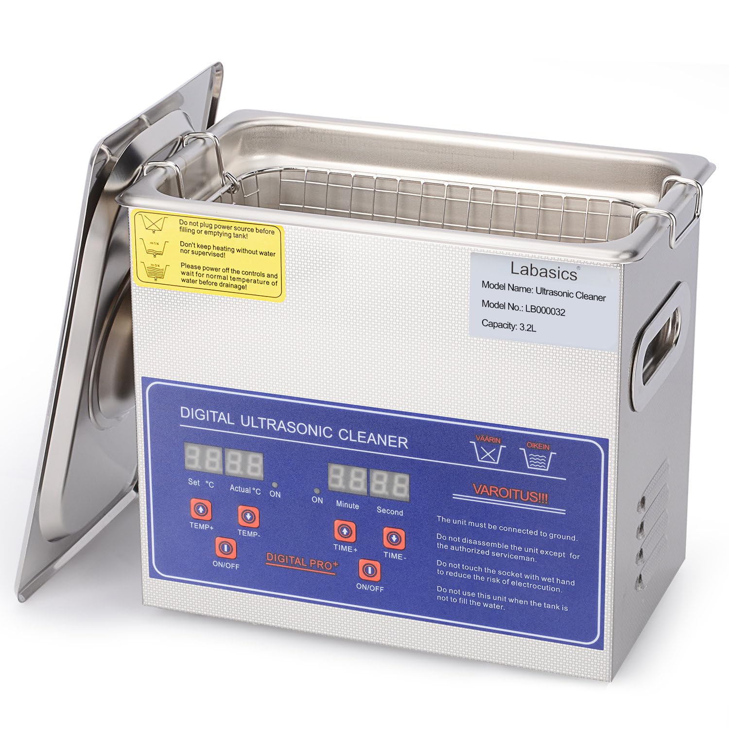 Labasics Ultraschallreiniger, Professioneller Allzweck-Ultraschallreiniger aus Rostfreiem Stahl mit Digitalanzeige-Timer und Wärmesteuerung für Labor 220V, 3.2L