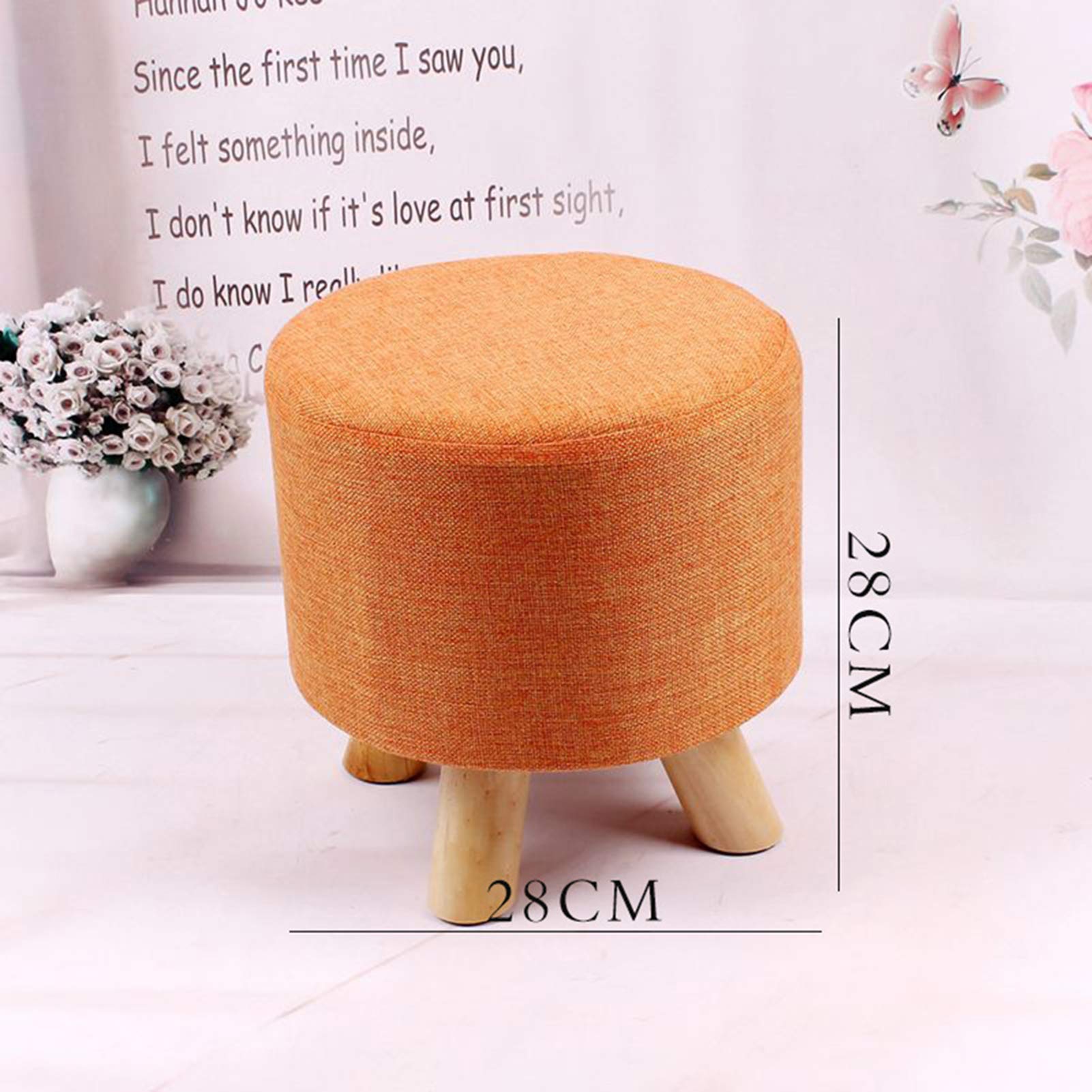 IBUYKE Poggiapiedi Ibottito in Legno Pouf Pouf Sgabello Sgabello Basso