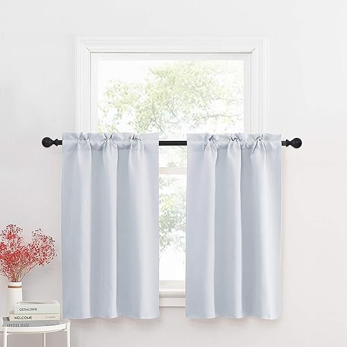 Vista 176 de NICETOWN Paneles de cortina opacas para ventanas pequeñas, con aislamiento térmico, oscurecimiento de habitación, bolsillo para barra, para cubrir