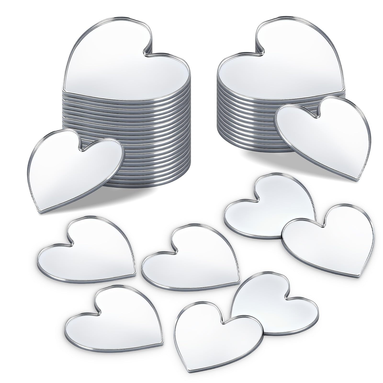 100 Pieces Small Mirrors for Crafts Mini Size Heart Mirror Tiles Acrylic Heart Shaped Mirrors for DIY Home Wall Table Kitchen Room Home Decor Traveling (0.78 Inch)