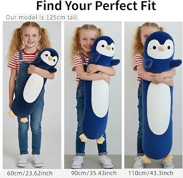 Kekeso Penguin Plush, Long Penguin Plush Pillow Ultra Soft Huggable Stuffed Animal Body Pillow for Kids Adults (Navy Blue, 60cm/23.62in)