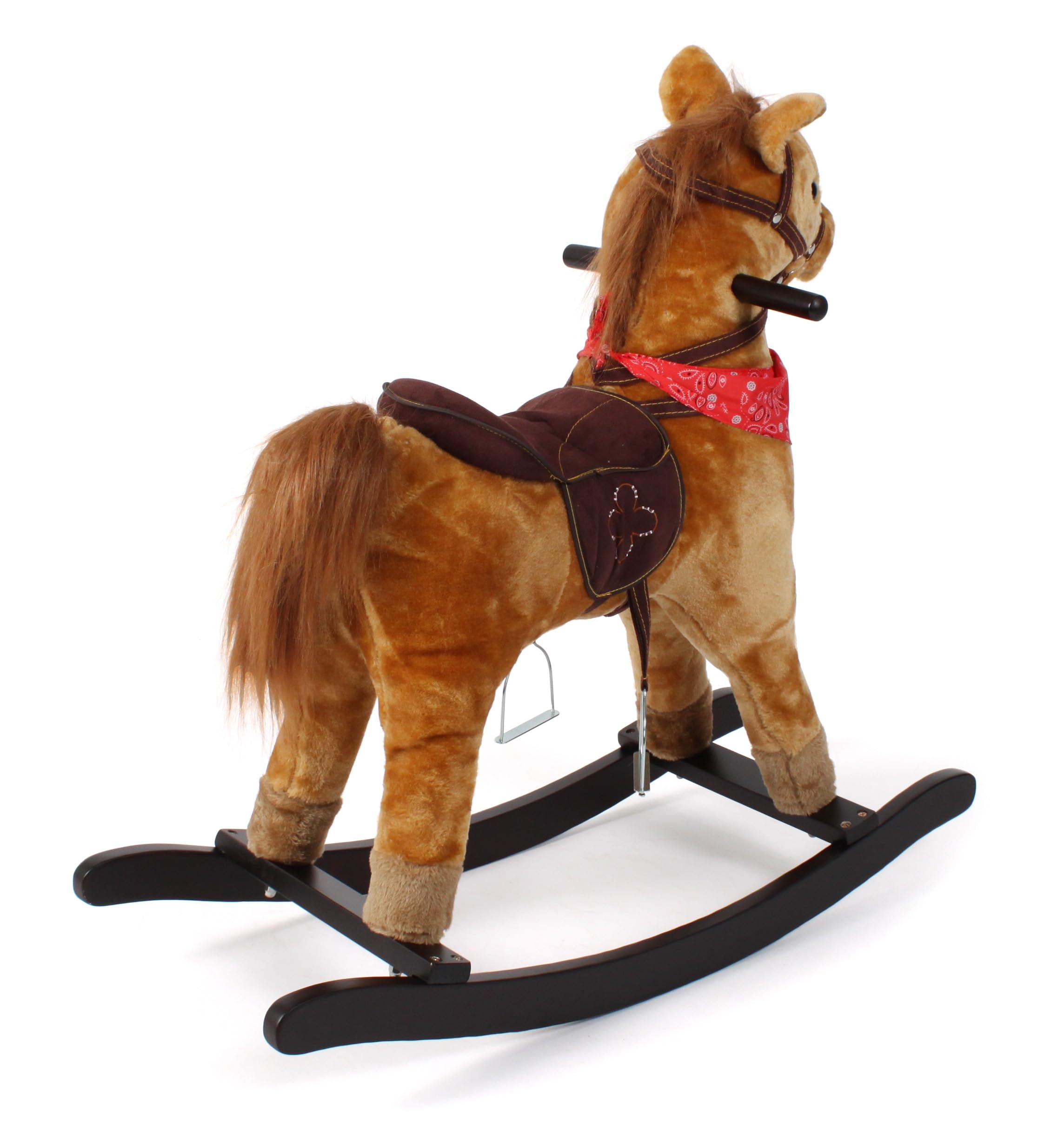 Bayer Chic 2000 Schaukelpferd Cowboy Braun | Premium Schaukeltier aus Holz | Klassisches Plüsch-Schaukelpferd im Western-Look. Mit robustem Holzgestell, Sattel, Steigbügeln & Haltegriffen.