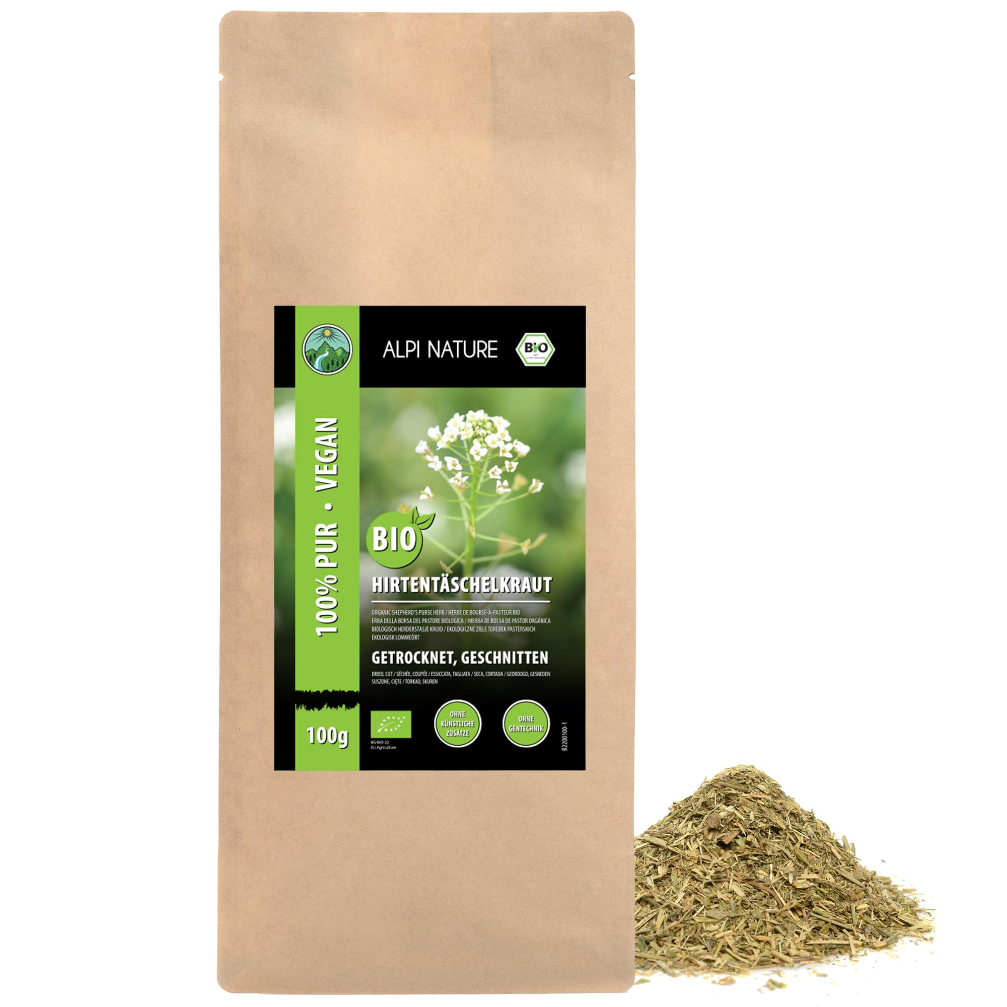Alpi Nature Hirtentäscheltee BIO 100g, Hirtentäschelkraut geschnitten, Hirtentäschel Tee lose