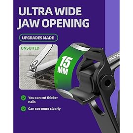 SZQHT Ultra Wide Jaw Opening Nail Clippers Set, Toenail Clippers for Thick Nails, Heavy Duty Nail Cutter, Stainless Steel Toe Nail Clippers for Seniors, Men & Women Manicure,Pedicure,Big(Black)