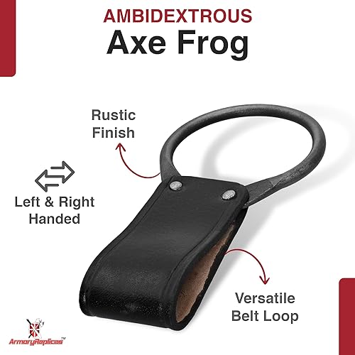 Miniatura 4 de Armory Replicas - Anillo de cuero universal O-Ring estilo medieval Soporte para hacha Cinturón Rana - Hecho a mano de cuero genuino para disfraz de