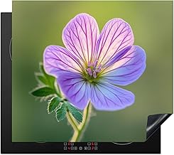 KitchenYeah© Induction Hob Protection 59 x 52 cm Decorative Kitchen Cover Flower Accessories – Close Up – Purple