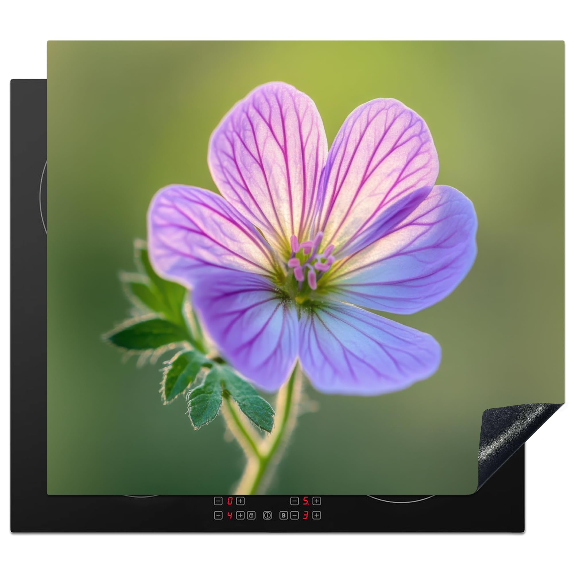 KitchenYeah© Induction Hob Protector Mat 20.2"x22.9" / 58.3x51.3 cm Stove Cap Top Cover Kitchen Cooker Covers for Electric Hobs Vinyl Flower - Close Up - Purple