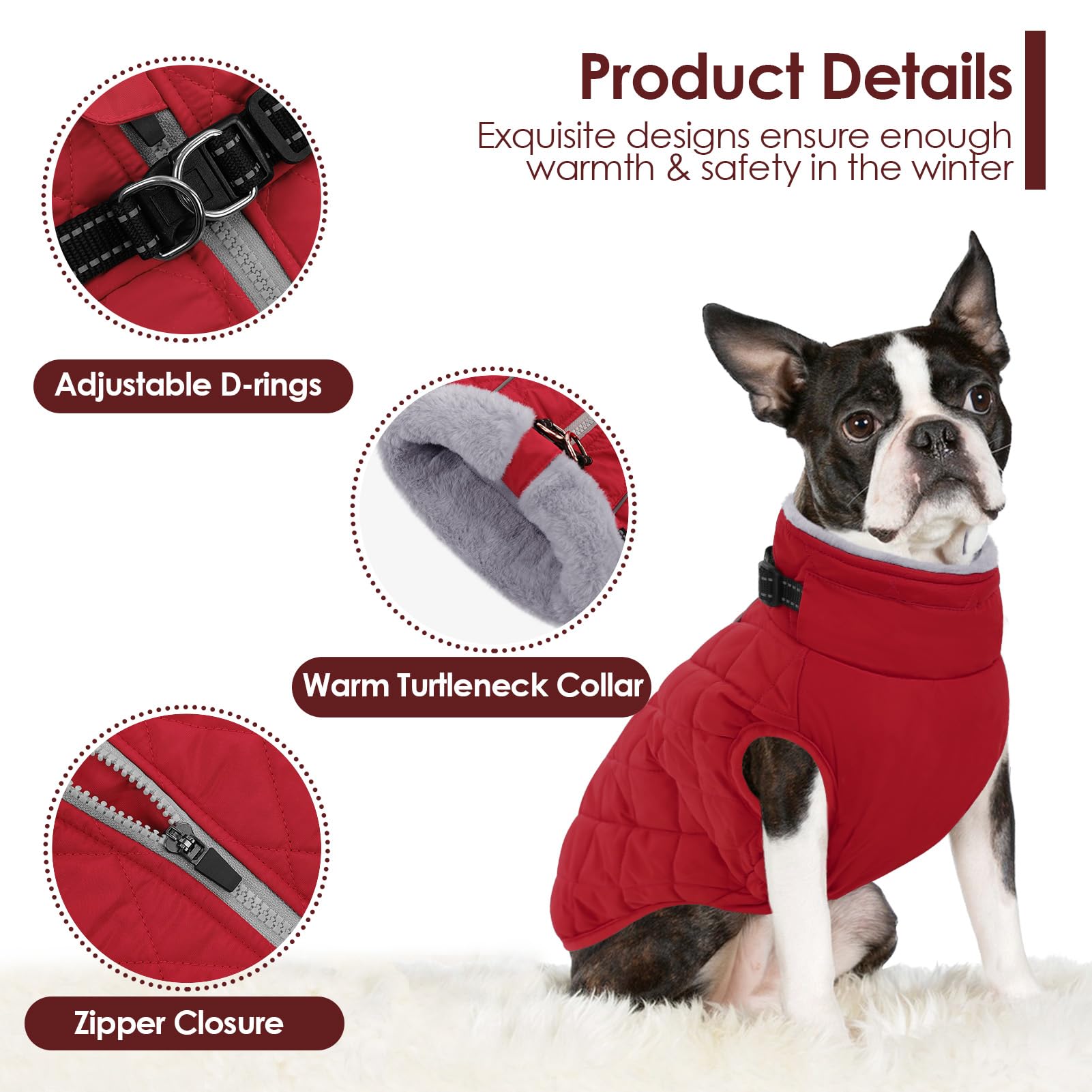 AOFITEE Chaqueta de invierno para perros grandes, abrigo impermeable con cremallera trasera, abrigo reflectante para perro, traje de nieve para perro, abrigo cálido de invierno para perros grandes,