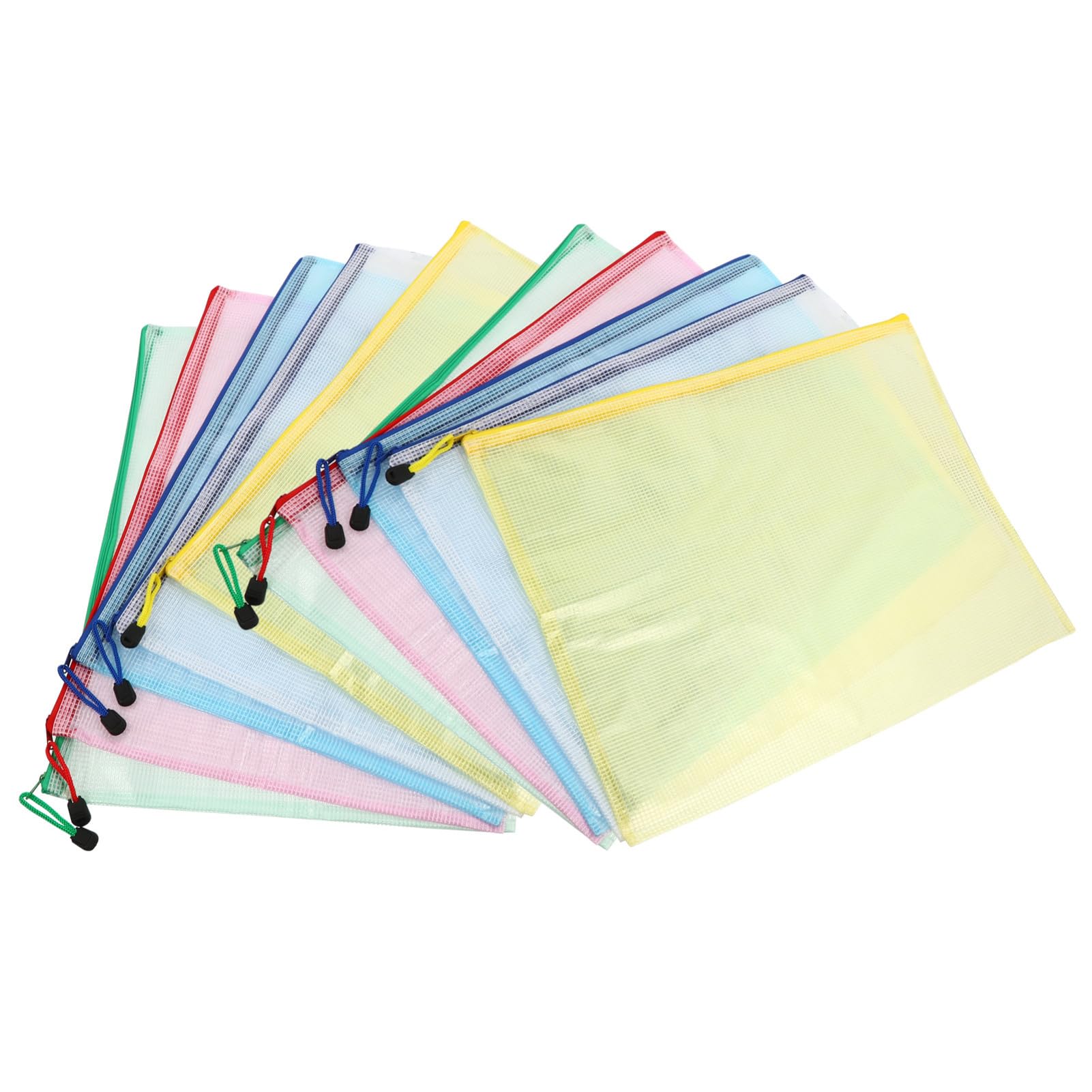 Angoily 10 pezzi Buste Portadocumenti in con Zip Organizer File Flessibile e Resistente per Ufficio Scuola e Viaggi Sacchetti Multifunzionali per Documenti e Ricevute Colore Casuale