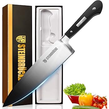 Amazon Com Cuchillo De Cocina De Acero Inoxidable Forjado Aleman De La Mejor Calidad De 8 Pulgadas De 8 Cr15mov Mango Pulido A Mano Con Proteccion De Dedos Apto Para Lavavajillas Kitchen