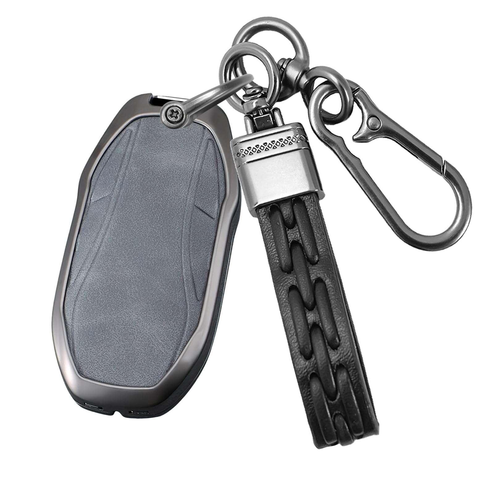 Funda de piel gris para llave MG IM6 anticaídas carcasa protectora coche 8
