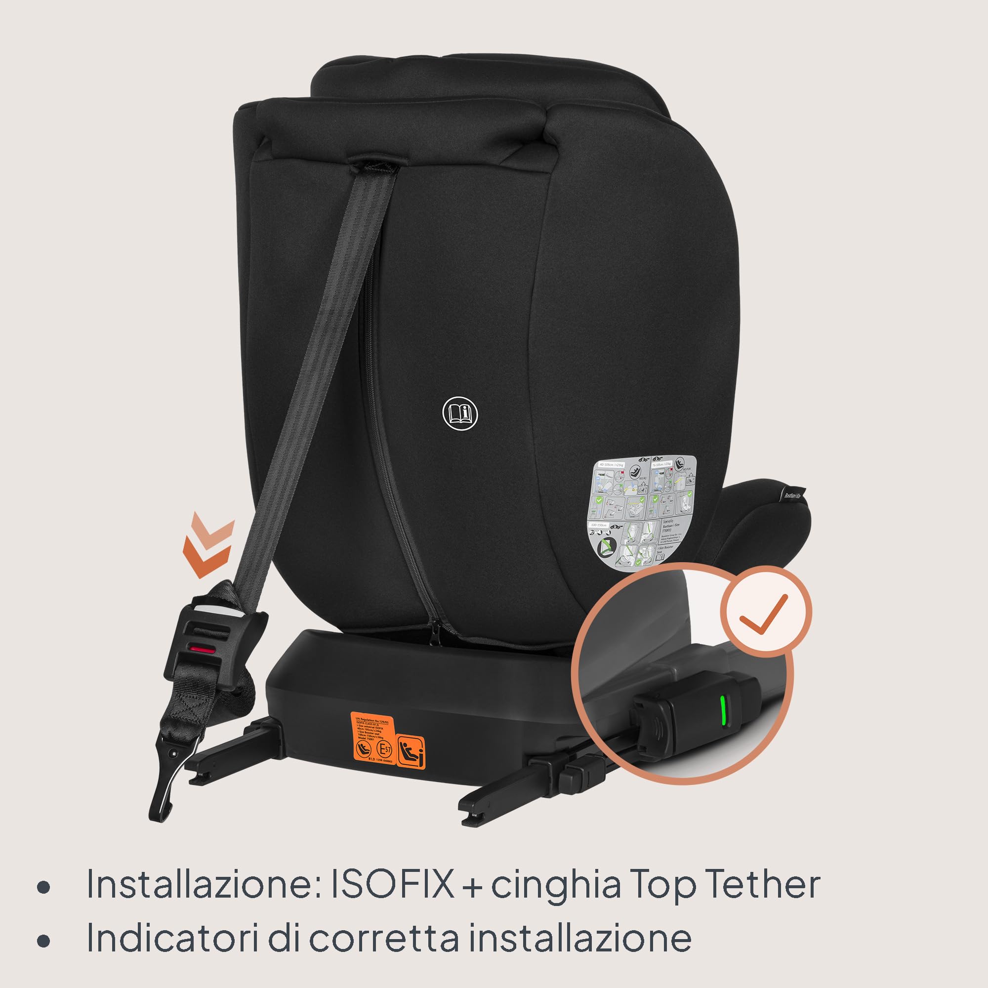 Lionelo Bastiaan i-Size Seggiolino Auto Evolutivo 4-in-1 per bambini 0-12 Anni (40-150 cm) ISOFIX e l'ultima Norma R129 Opzione Rivolto All'indietro, 21 Regolazioni, Girevole 360° Protezione Laterale