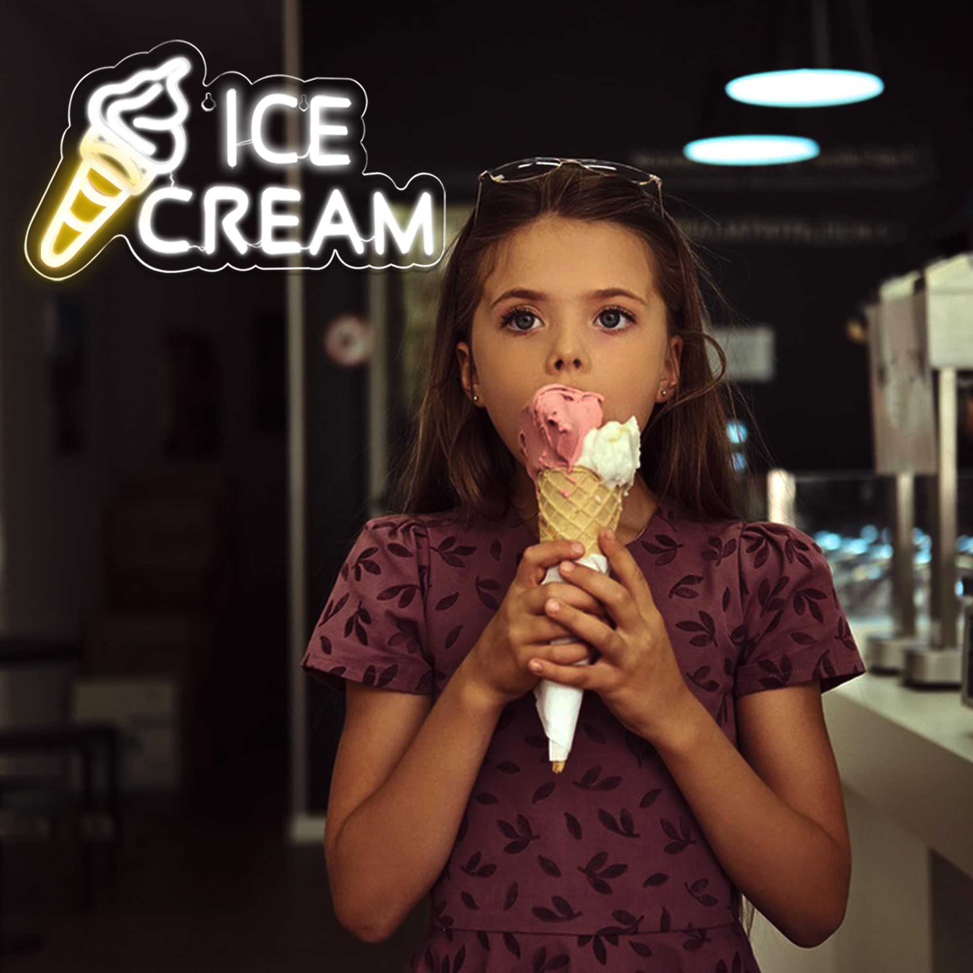 Neonowy znak lodu, dekoracja ścienna, neon, lody, dekoracja sklepu, deser biznesowy, oświetlenie LED, do baru, na imprezę, dekoracja pokoju dekoracja