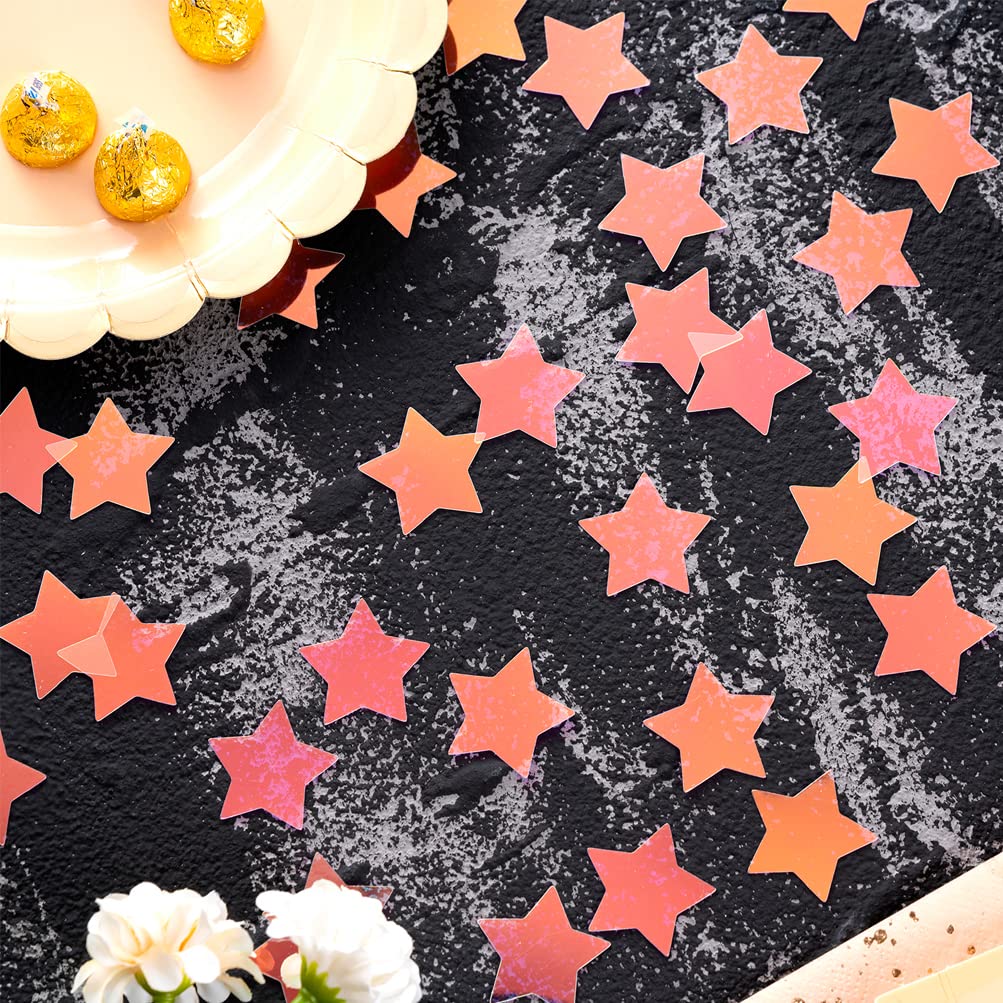 Confeti holográfico de estrella iridiscente para decoración de mesa para baby shower, fiesta temática de cumpleaños, 1.2 pulgadas de diámetro, 200 unidades