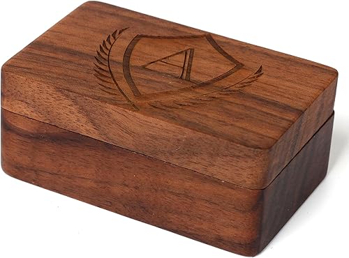 Miniatura 5 de Gemelos con inicial y clip de corbata para hombre, letras del alfabeto de la A a la Z, color negro, acero inoxidable, con caja de madera de nogal