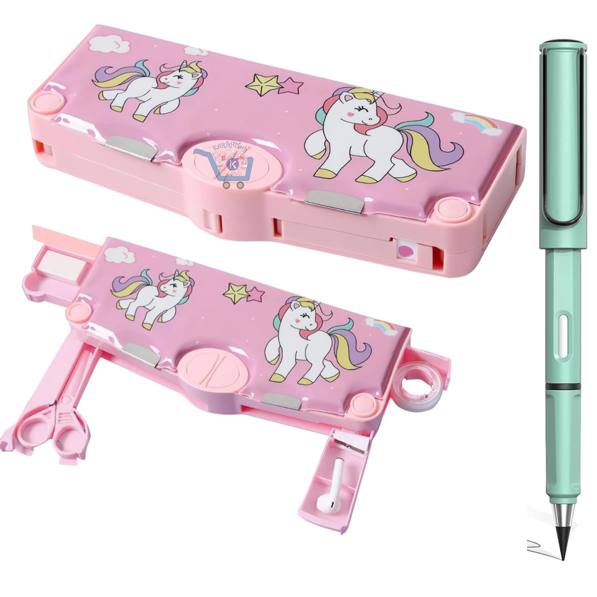 See full amazon price history chart for KartsHiTech® Unicorn Multifunction Pencil Boxes with Buttons/Compartments, having Scissor, Pencil Sharpener with Bin, Sharpner storage (Unicorn Theme) & 1- Pcs Endless/Infinty Pencil KartsHiTech® Unicorn Multifunction Pencil Boxes with Buttons/Compartments, having Scissor, Pencil Sharpener with Bin, Sharpner storage (Unicorn Theme) & 1- Pcs Endless/Infinty Pencil (B0D77RF4KD) Amazon Price History, Amazon Price Tracker