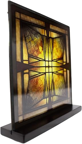 Miniatura 4 de Ebros Frank Lloyd Wright Thomas - Lámpara de techo para entrada de casa, diseño de vitrales, arte con marco de metal, decoración de pared o