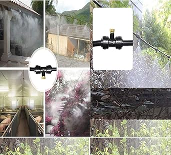 DIY Crafts Water Misting Nozzles Kit Patio Cooling System Irrigation Accessories Set Mist Sprinkler Nozzle Outdoor Garden Lawn Patio (24 Pcs Misting Kit, Included Pipe + Faucet Connector + Accessory)