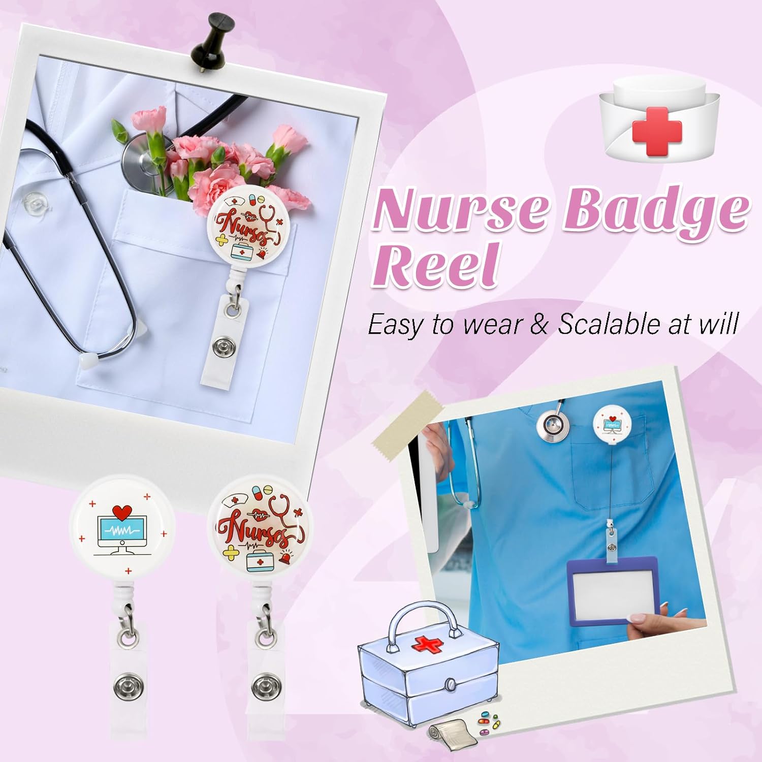 Nurse Gifts for Women, Nurse Practitioner Gifts for Women, Nursing Student, Preceptor, Coworker, Nurses Week Gift with Badge Reel, Socks, Thank You Gift for Retirement, Nurses Day, Graduation - Image 2