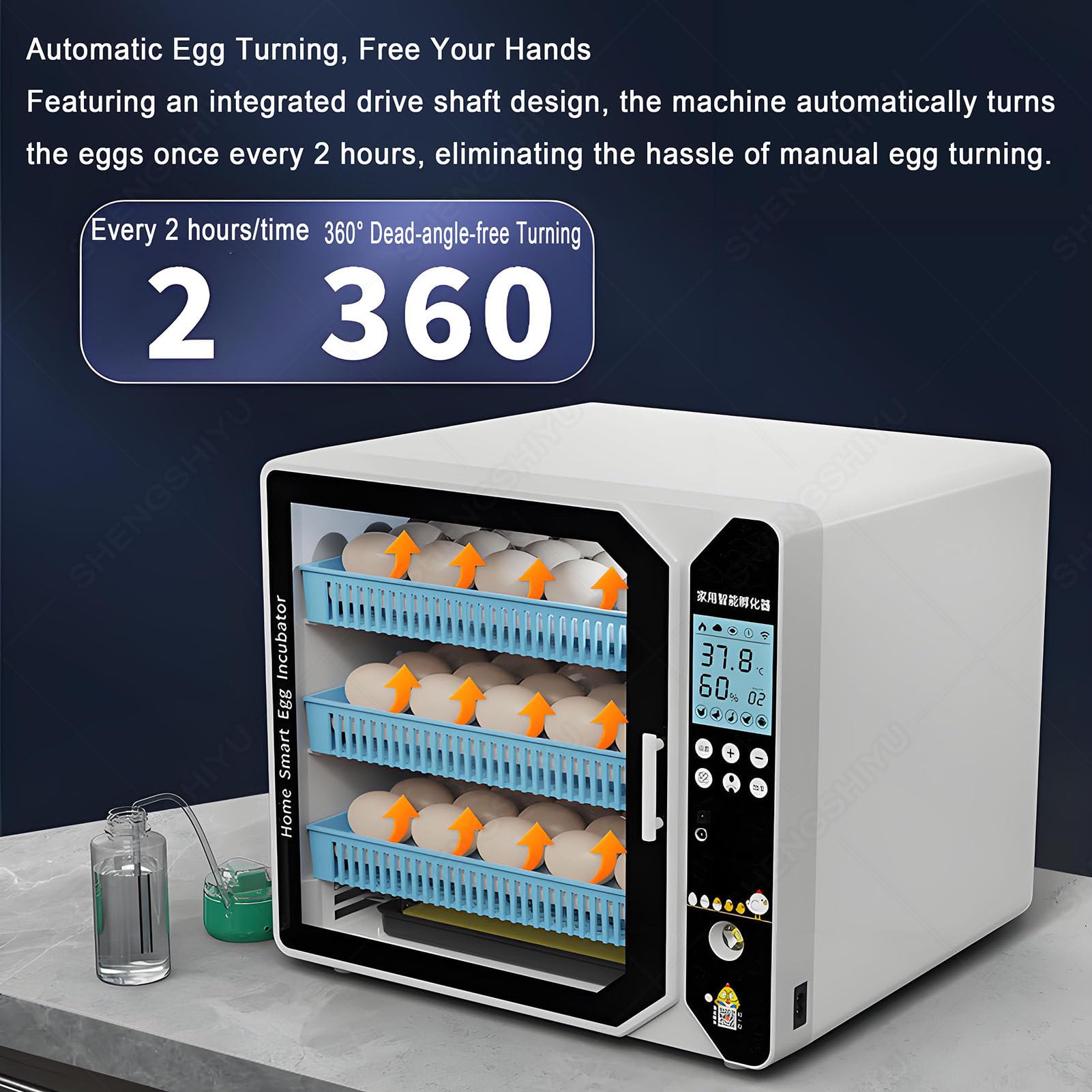 Incubatrice automatica per uova di quaglia, controllo dell'umidità per 70-262 uova, incubazione 3 in 1, 2 strati per una cura ottimale delle uova