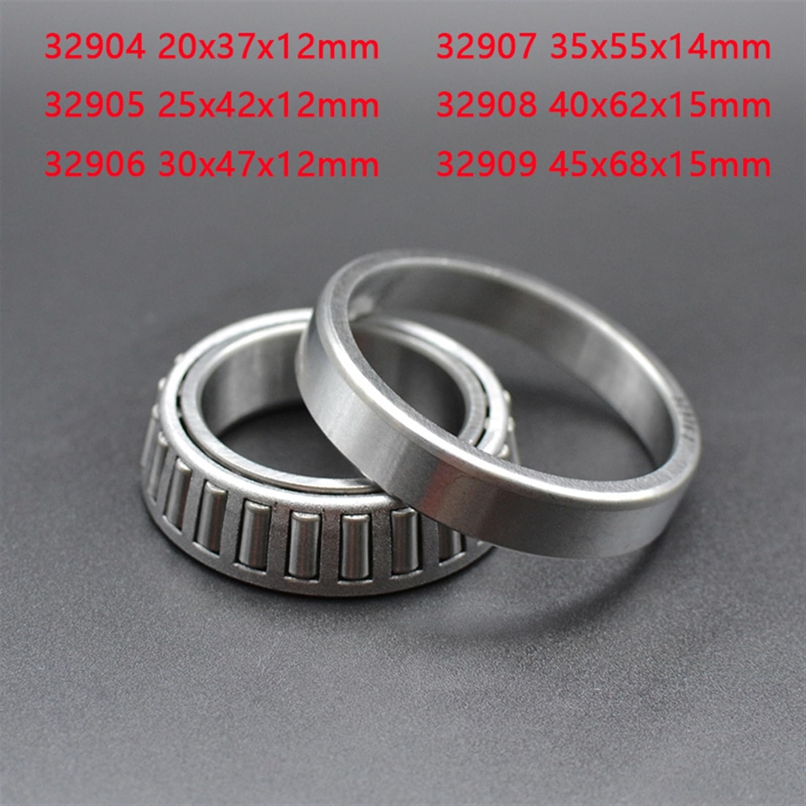 1 roulement à Rouleaux Coniques Acier à roulement 32904 32905 32906 32907 32908 32909(32908 40x62x15mm)