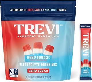 TREVI Electrolytes Powder Packets, Sugar Free Hydration, Summer Bombsicle | 20 Pack Essential Daily Drink Mix, 0 Sugar, Magnesium, Potassium, Vitamin C, Calcium, B6 & B12 Vitamins