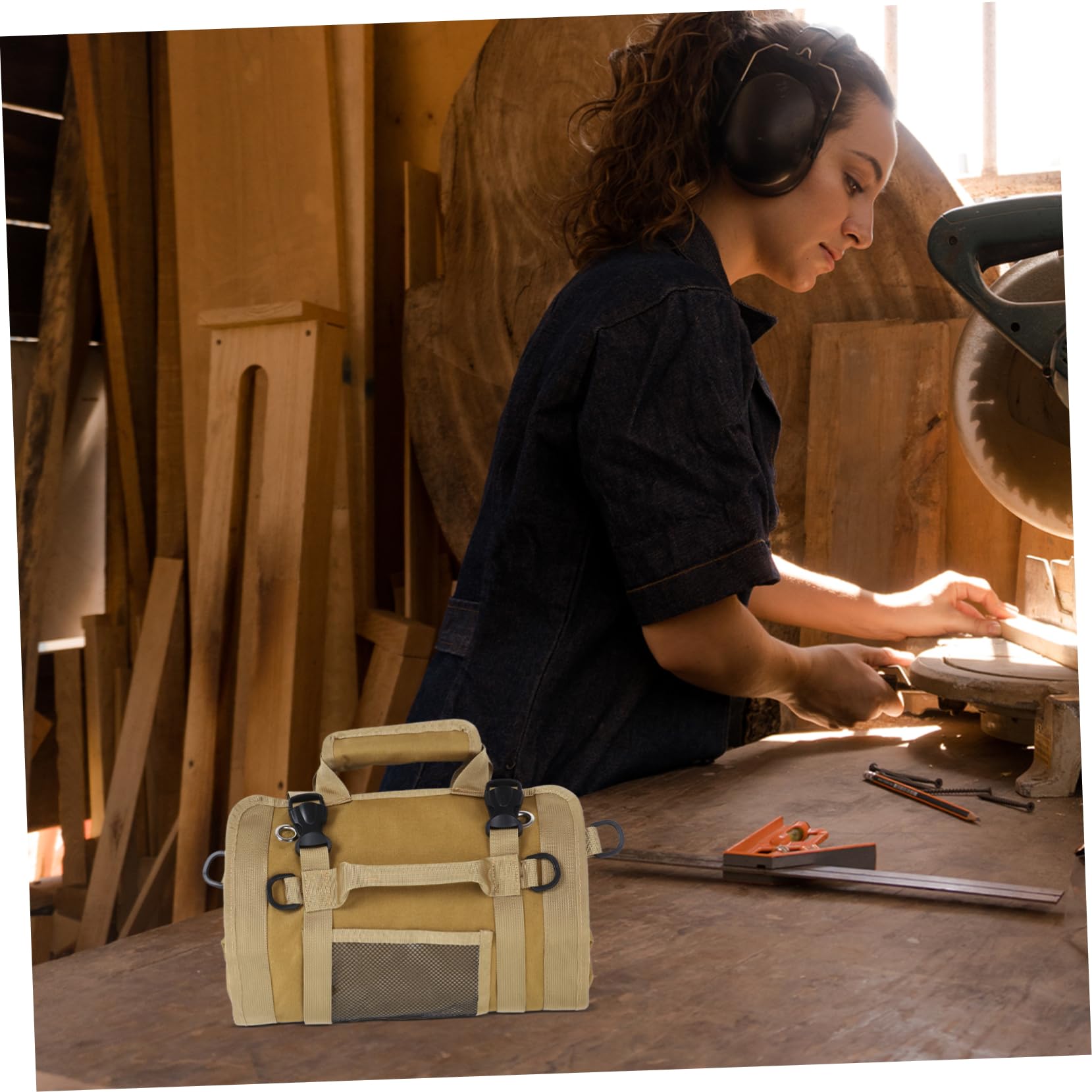 Angoily Bolsa Portaherramientas Enrollable de Tela Oxford, Portátil Gran Capacidad, con Múltiples Bolsillos y Compartimentos para Mecánicos