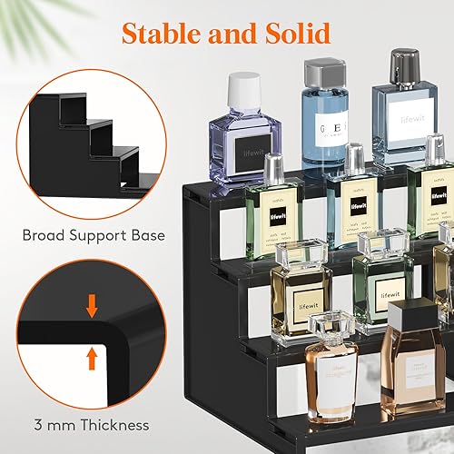 Miniatura 19 de Lifewit Organizador de perfumes de 4 niveles para mujer, elevador de exhibición de plástico, montaje sin herramientas, estante de cosméticos