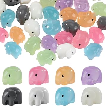 40 Pcs 8 Colors Mini Resin Luminous Figurines Bulk Figures Gifts Suitable for DIY Garden Home Room Miniature Figurines Toy Decoration Elephant