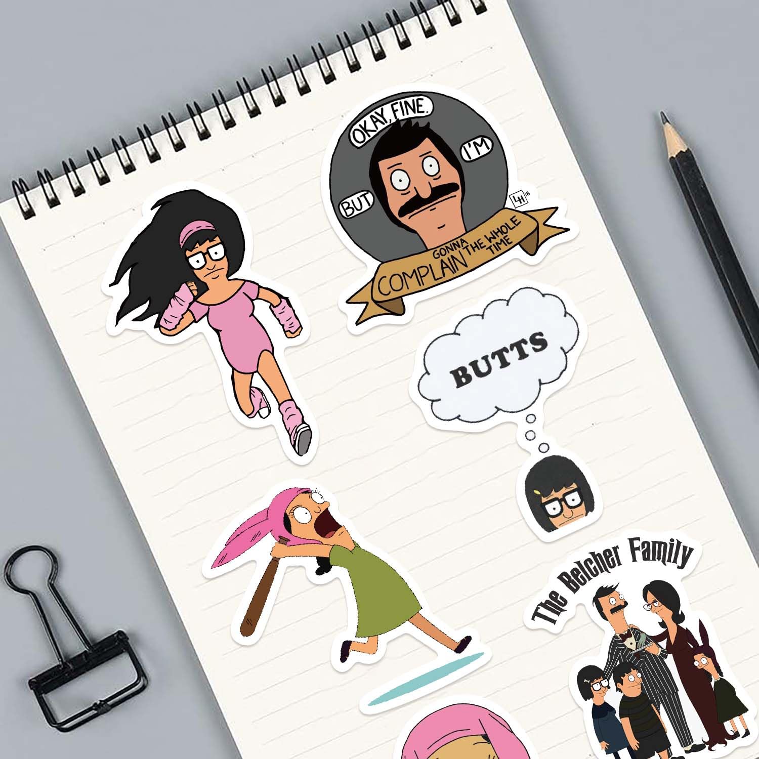 Bob’s Burgers naklejki na laptopa, 100 sztuk, winylowe, zestaw naklejek na samochód, bagaż, deskorolkę, motocykl, dla młodzieży i dorosłych