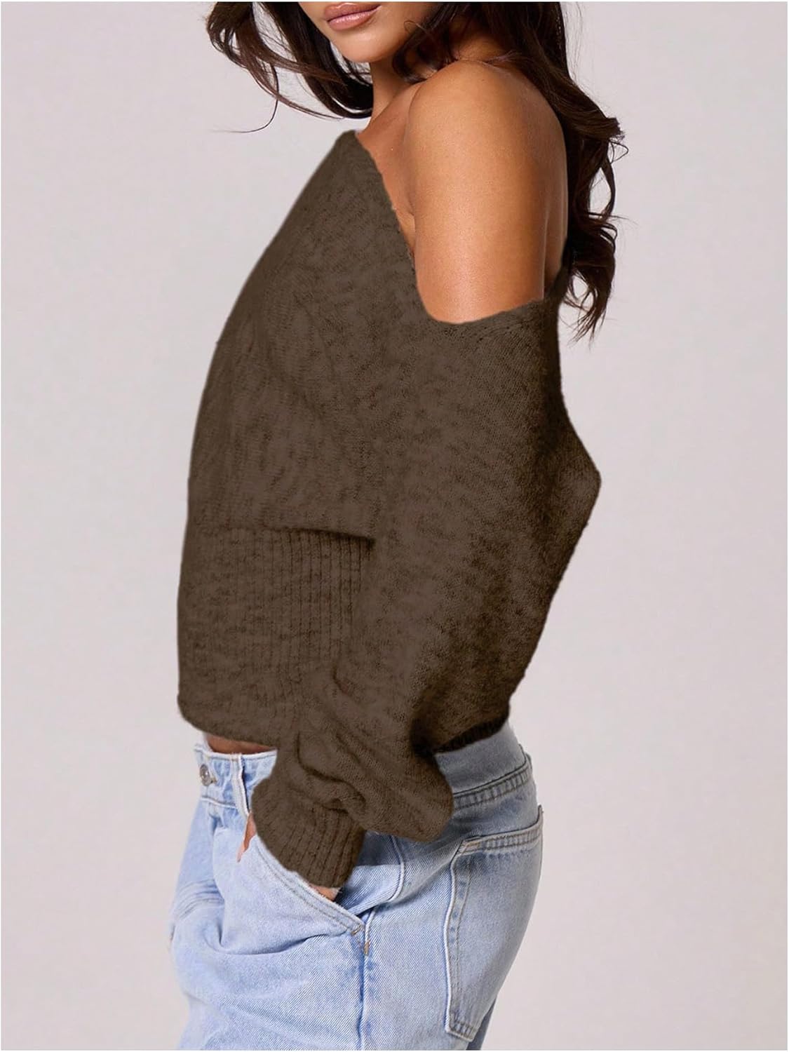 Milumia Women's Off The Shoulder Sweater Long Sleeve Cinched Waist Fall Knit Tops Knitwear - Image 4