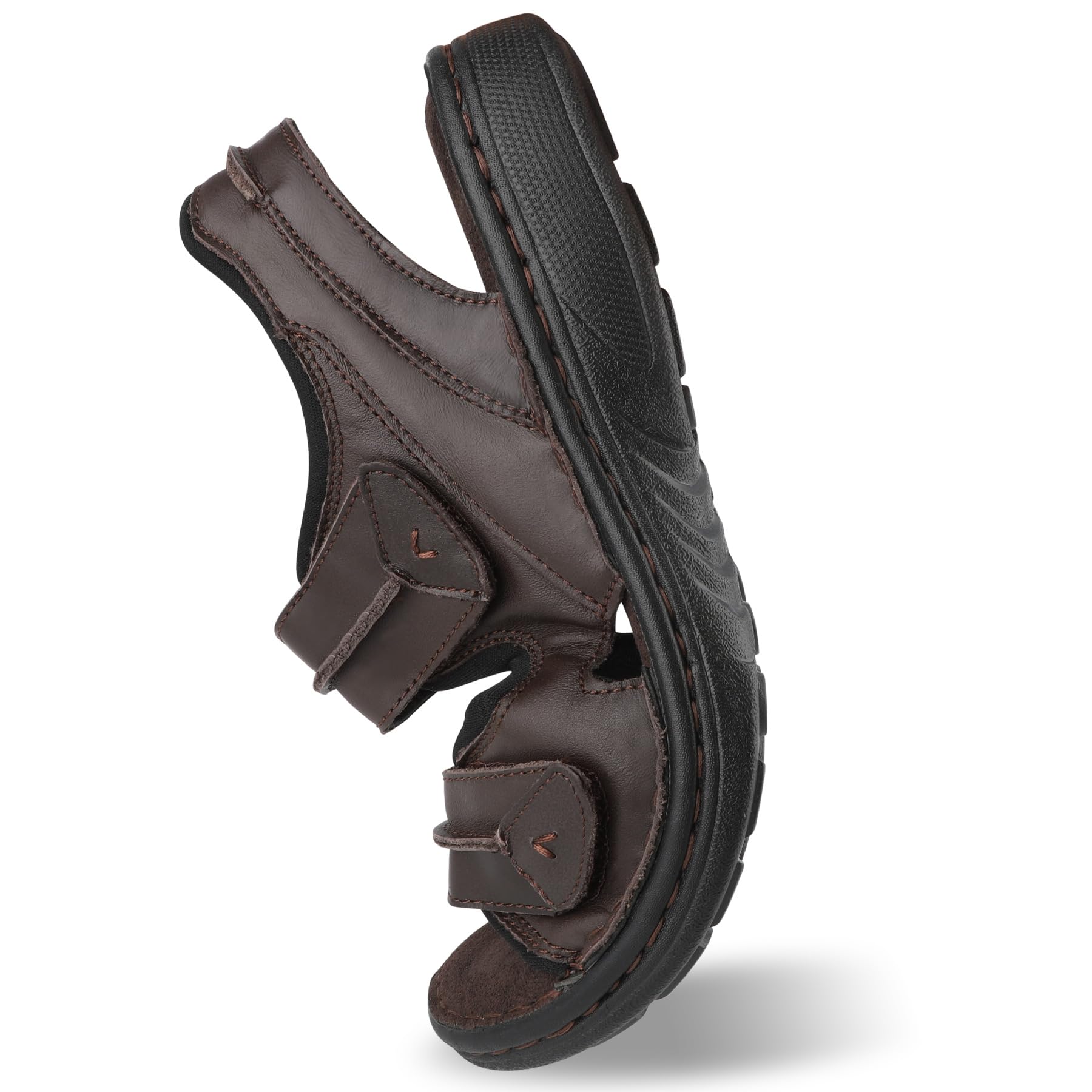 riemot Sandalias de hombre de piel para verano, playa, trekking, para hombre, deportes al aire libre, con cierre de velcro, sandalias de piel para playa EU42-47