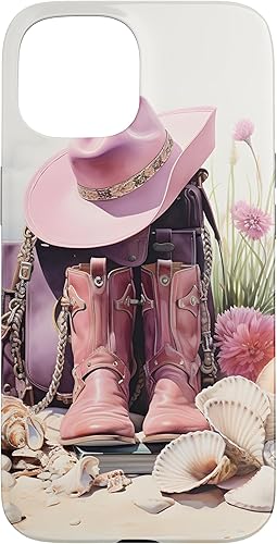 Miniatura 10 de iPhone 11 Pro Max Botas rosas y sombrero de vaquero  Funda floral de vaquera costera