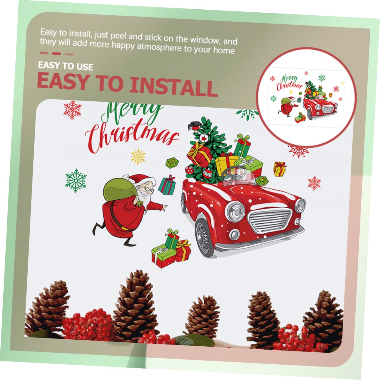 PRETYZOOM 4 Set Di Adesivi Natalizi Per Finestre Per Decorazioni Dellalbero Di Natale