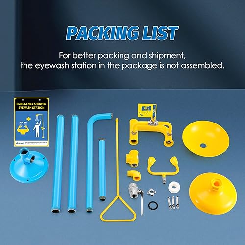 Miniatura 6 de Frifreego Estación de lavado de ojos de emergencia con combinación de lavado de ojos, estación de ducha con dispositivo de despertar de ojos,