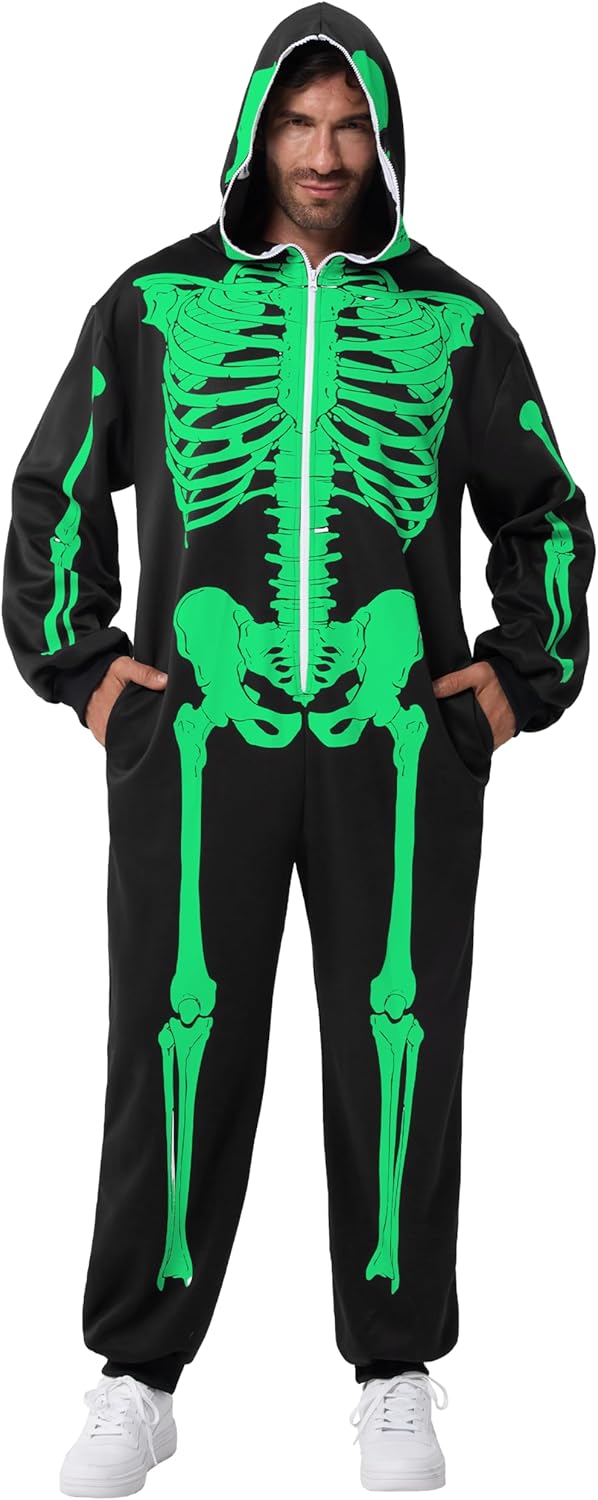 Spooktacular Creations Halloween Skeleton Costume, Adult Skeleton Costume, Skull Jumpsuit for Halloween Cosplay Party - Image 5
