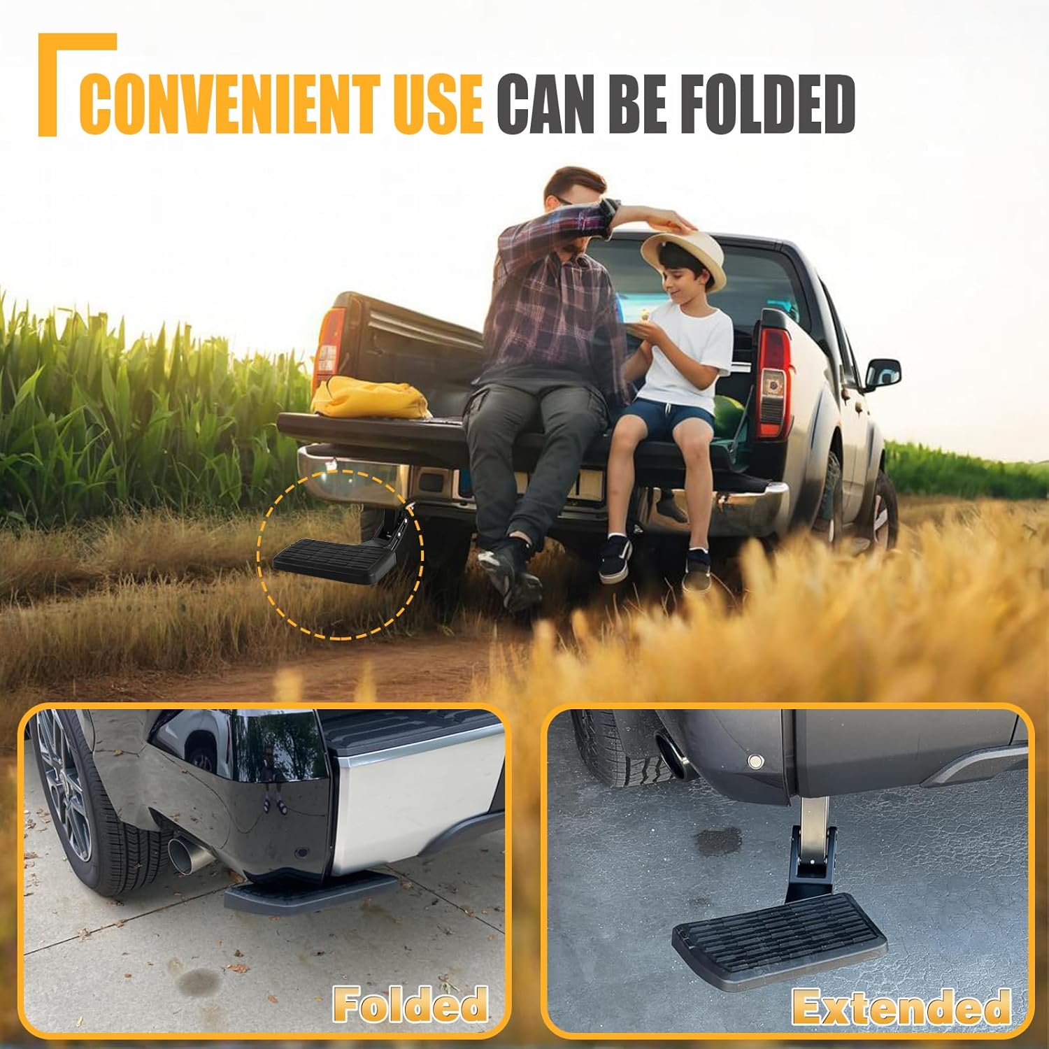 Image demonstrating the folded and extended positions of the bedstep