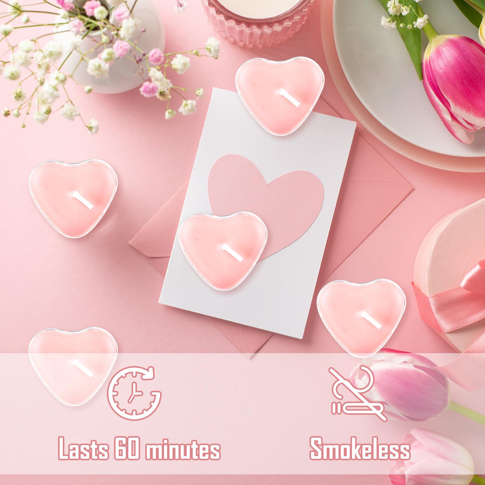 5 Ensembles Bougies Pétales De Rose En Forme De Cœur - Décoration Romantique Pour Mariage, Saint-Valentin, Anniversaire