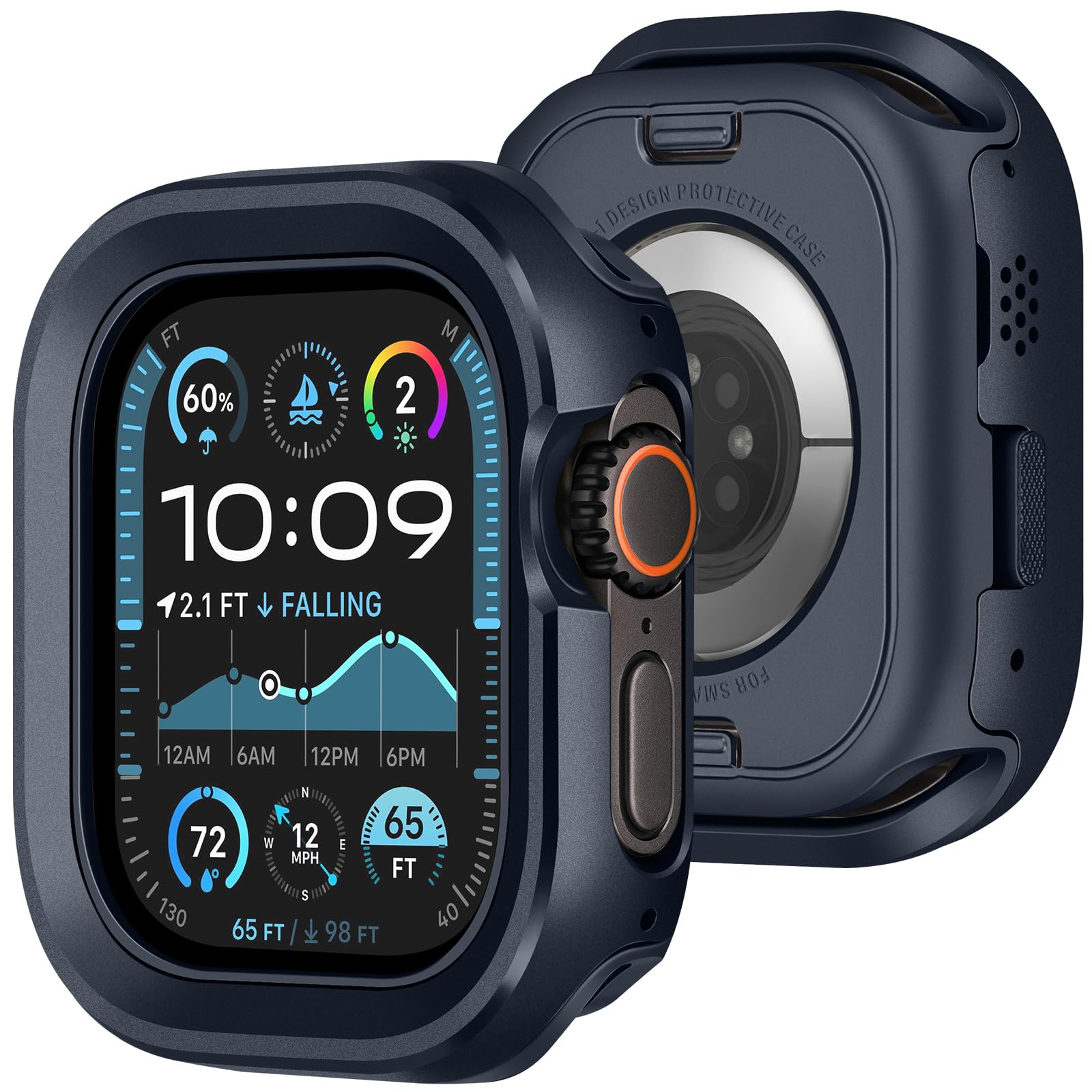 Amizee 2 in 1 Metal Rugged Case Compatible with Apple Watch Ultra 3/2/1 Case 49mm